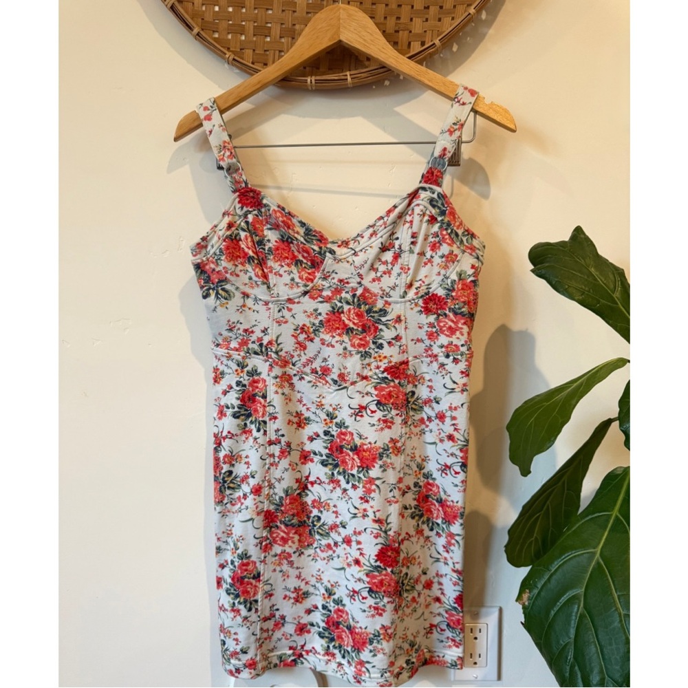 RARE Free People Floral Mini Dress - Red and White